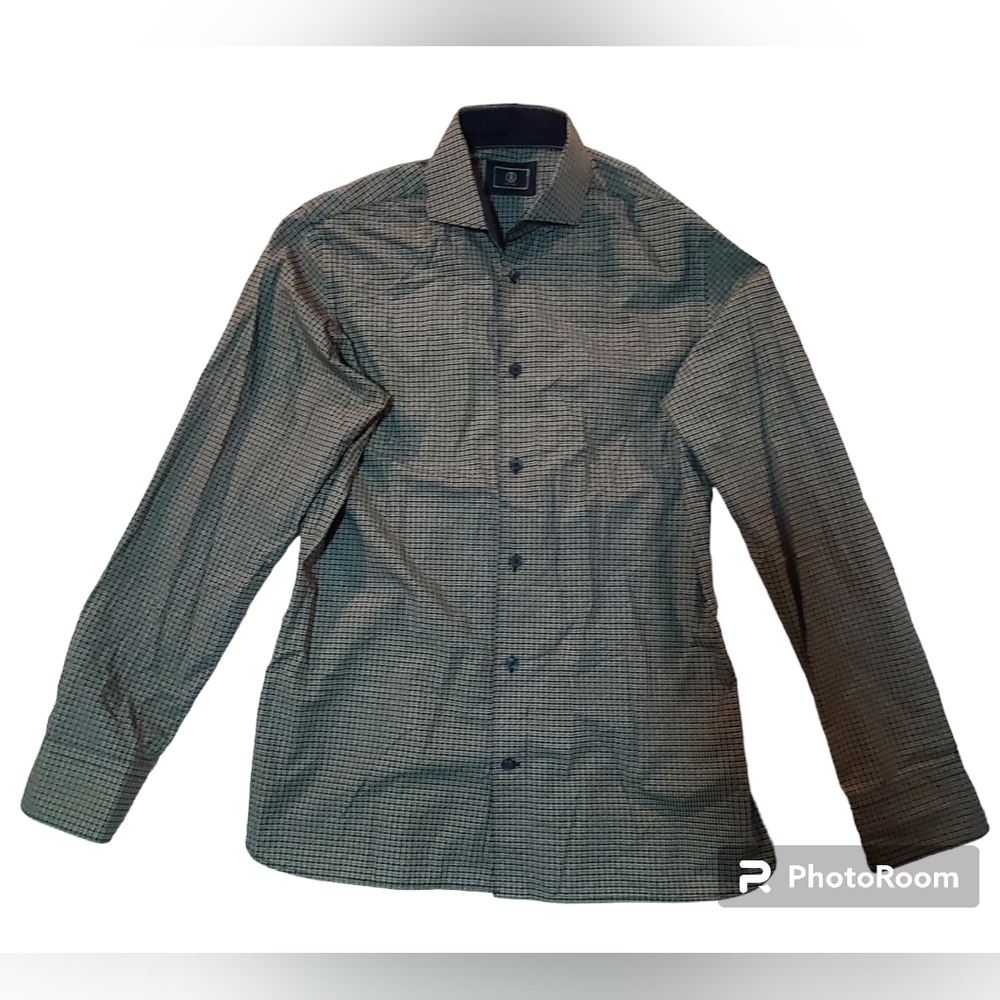 Bogner Long Sleeve Check Button Down Shirt Men's Size 39 M Green And Black Plaid